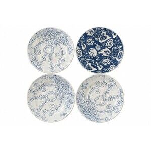 Sur La Table Melamine Plates Set of 4 Blue Transferware 9" Salad Picnic Poolside